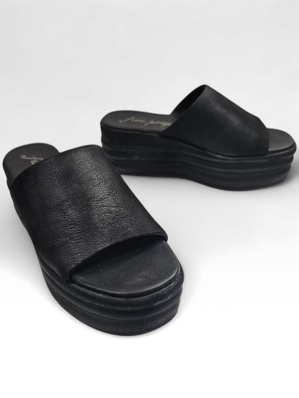 FREE PEOPLE Women Harbor Platform Leather Sandals Black 36/6